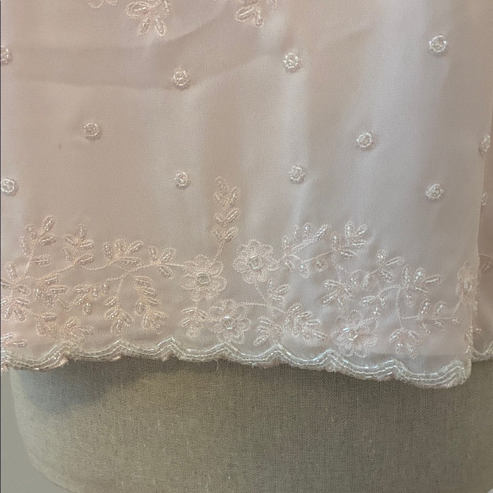 Y2K Vintage Blush Pink Beaded Sleeveless Top size 14 - Picture 2 of 6